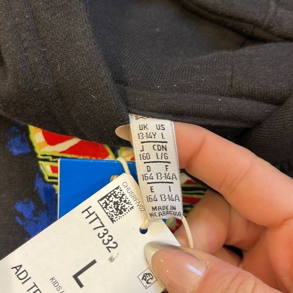 NWT Adidas Trefoil Hoodie Black Kids Large L Unisex - Picture 6 of 6